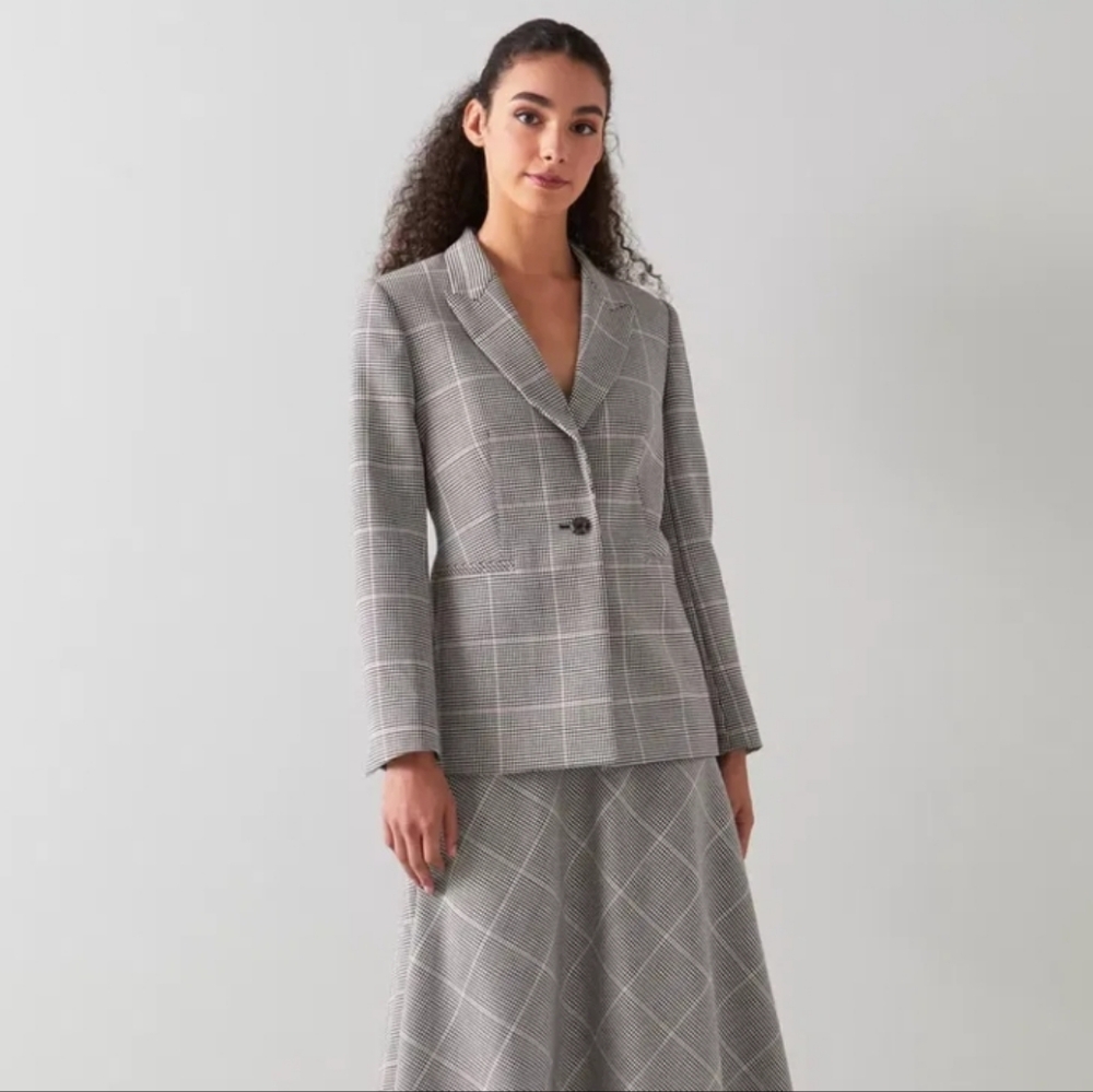 LK Bennett Mya Check Plaid Jacket Blazer size 6